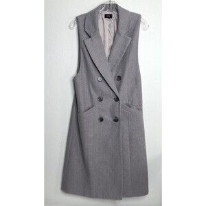 Women's Sz. Sm. Wool blend Sleeveless Heather Gray Double-Breasted Duster